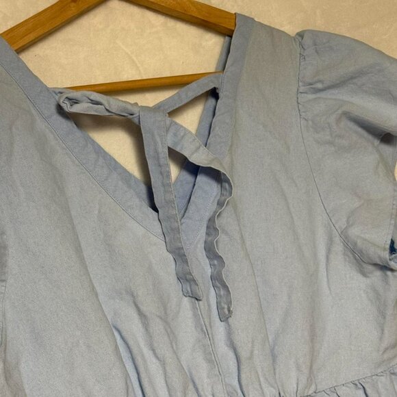 Isabel Maternity Women Dress XL Mini Short Sleeve Blue Linen Ingrid & Isabel - Picture 5 of 8